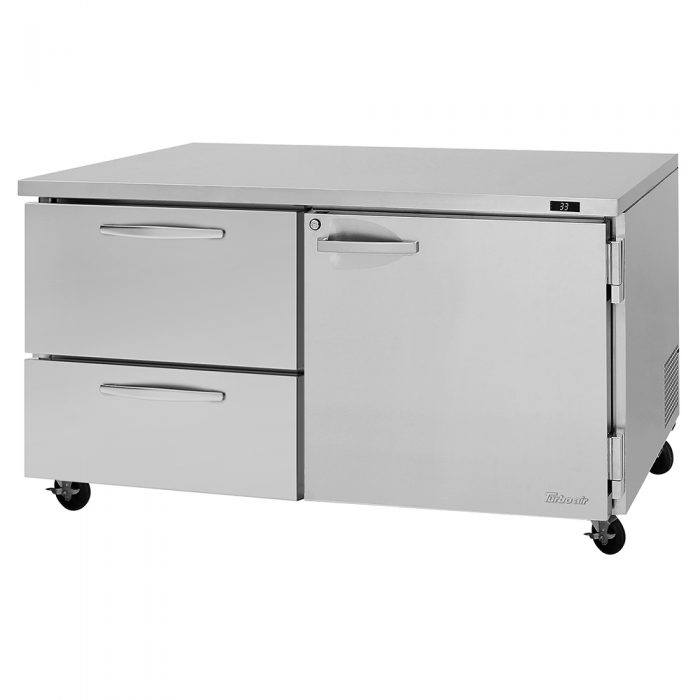 Turbo Air PUR-60-D2R-N PU Series 60" Two Solid Door Undercounter Refrigerator, 2 Drawers, 15.5 cu. ft.