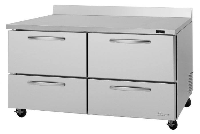 Turbo Air PWR-60-D4-N PW Series 60 1/4" Worktop Refrigerator w/ (2) Sections, 115v