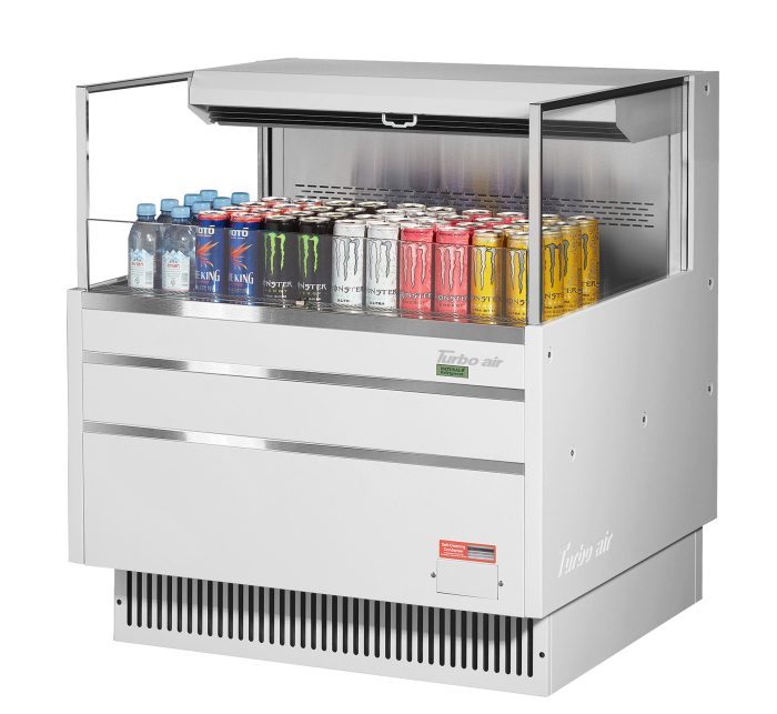 Turbo Air TOM-36L-UF-W(B)-1S-N TO Series 34.75'' Air Curtain Open Display Merchandiser