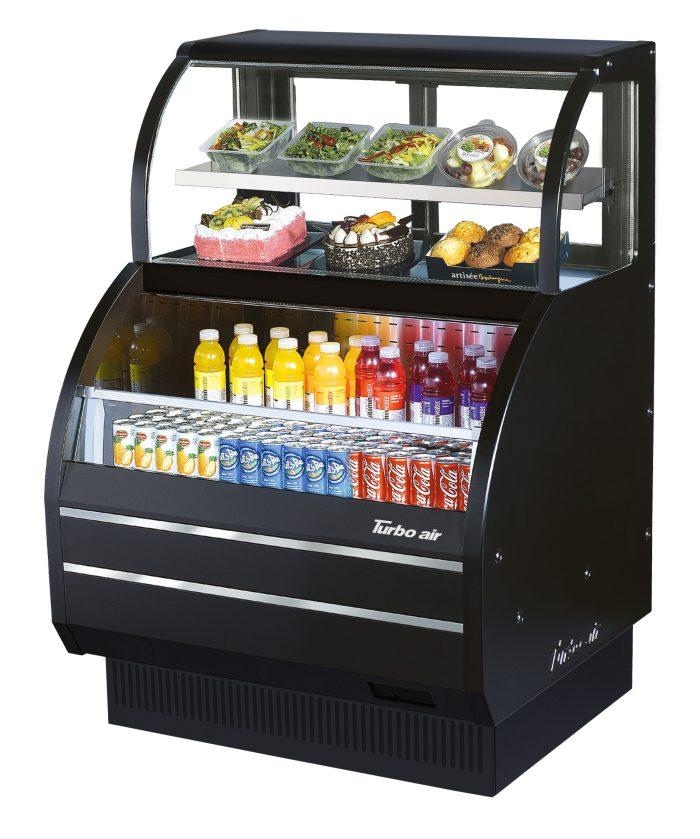 Turbo Air TOM-W-40SB-N TO Series 38.88'' Black Vertical Air Curtain Open Display Merchandiser with 2 Shelves