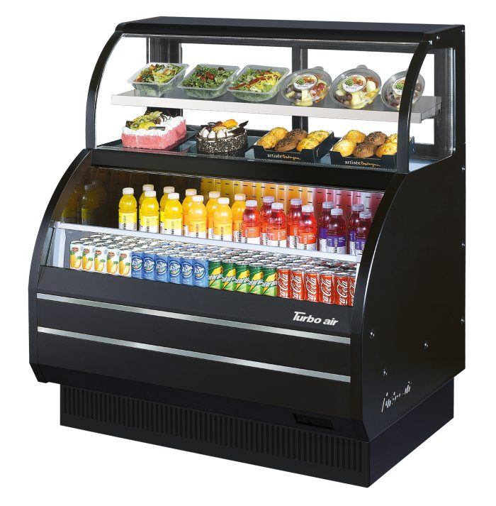 urbo Air TOM-W-50SB-N TO Series 50.88'' Black Vertical Air Curtain Open Display Merchandiser with 2 Shelves