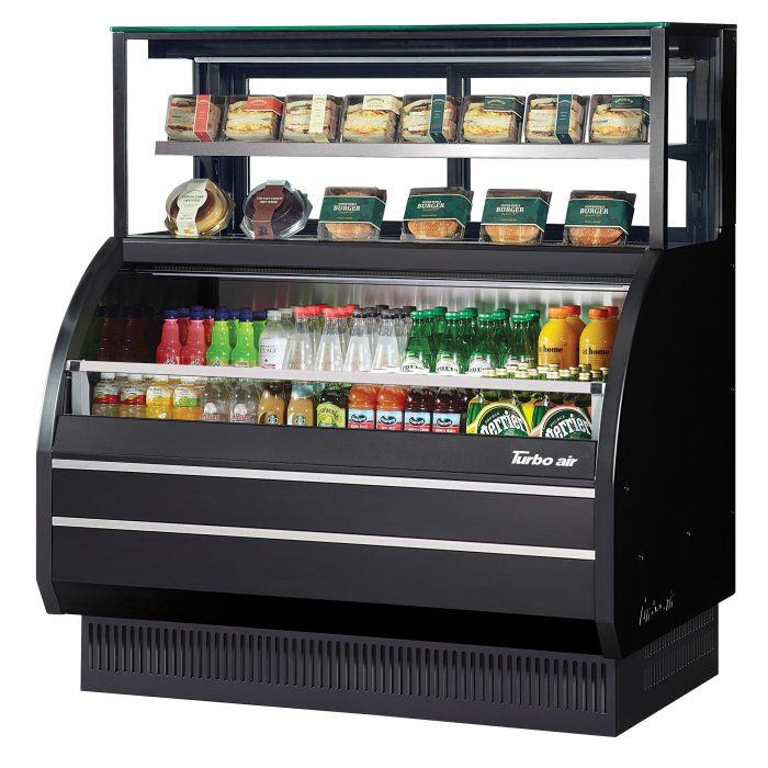Turbo Air TOM-W-50SB-UF-N TO Series 50.88'' Black Vertical Air Curtain Open Display Merchandiser with 2 Shelves