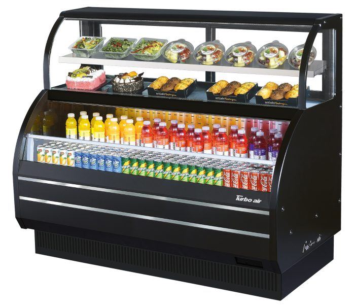 Turbo Air TOM-W-60SB-N TO Series 62.63'' Black Vertical Air Curtain Open Display Merchandiser with 2 Shelves