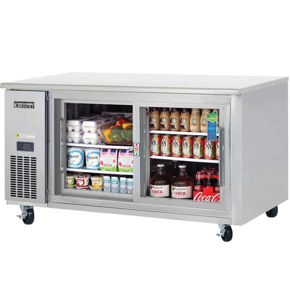 Everest ET Series-ETGR2 Two Section Side Mount Glass Door Undercounter Refrigerator - 18 Cu. Ft.