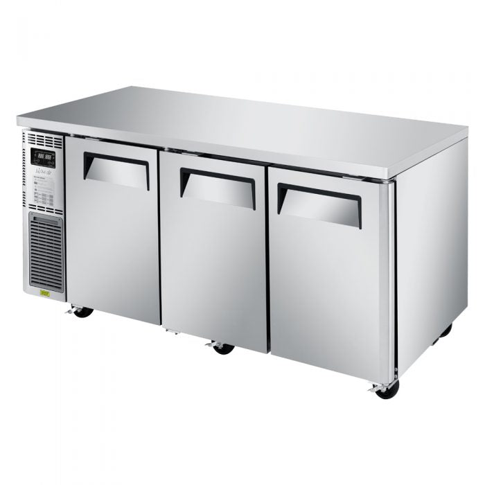 Turbo Air JURF-72-N 70 7/8" W Undercounter Refrigerator/Freezer Combo w/ (3) Sections & (3) Doors, 115v