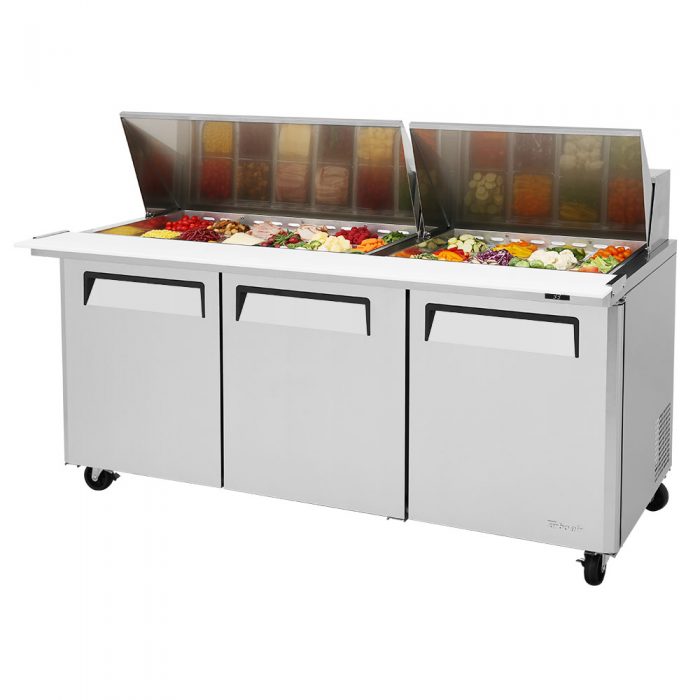 Turbo Air MST-72-30-N M3 Series 72" 3 Door Mega Top Stainless Steel Refrigerated Sandwich Prep Table