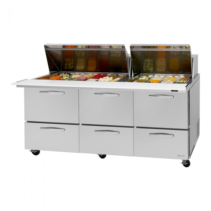 Turbo Air PST-72-30-D6-N PS Series 72" Three Section Mega Top Sandwich Prep Table