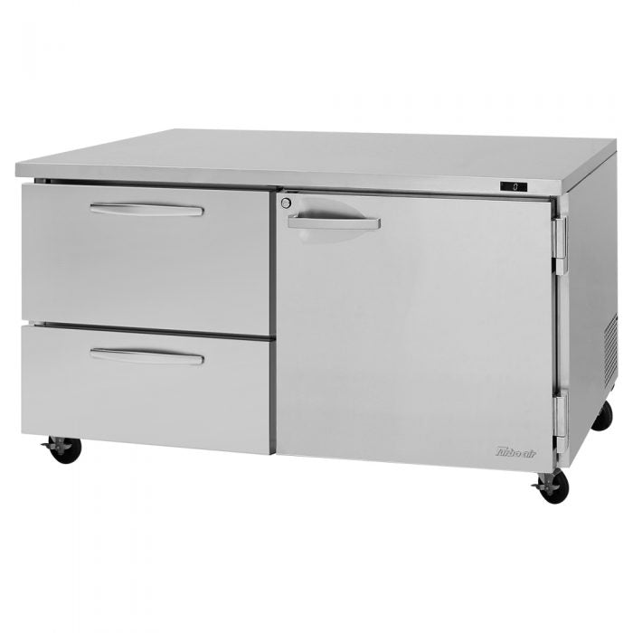 Turbo Air PUF-60-D2R-N PU Series 60" Two Solid Door Undercounter Freezer, 17.0 cu. ft.