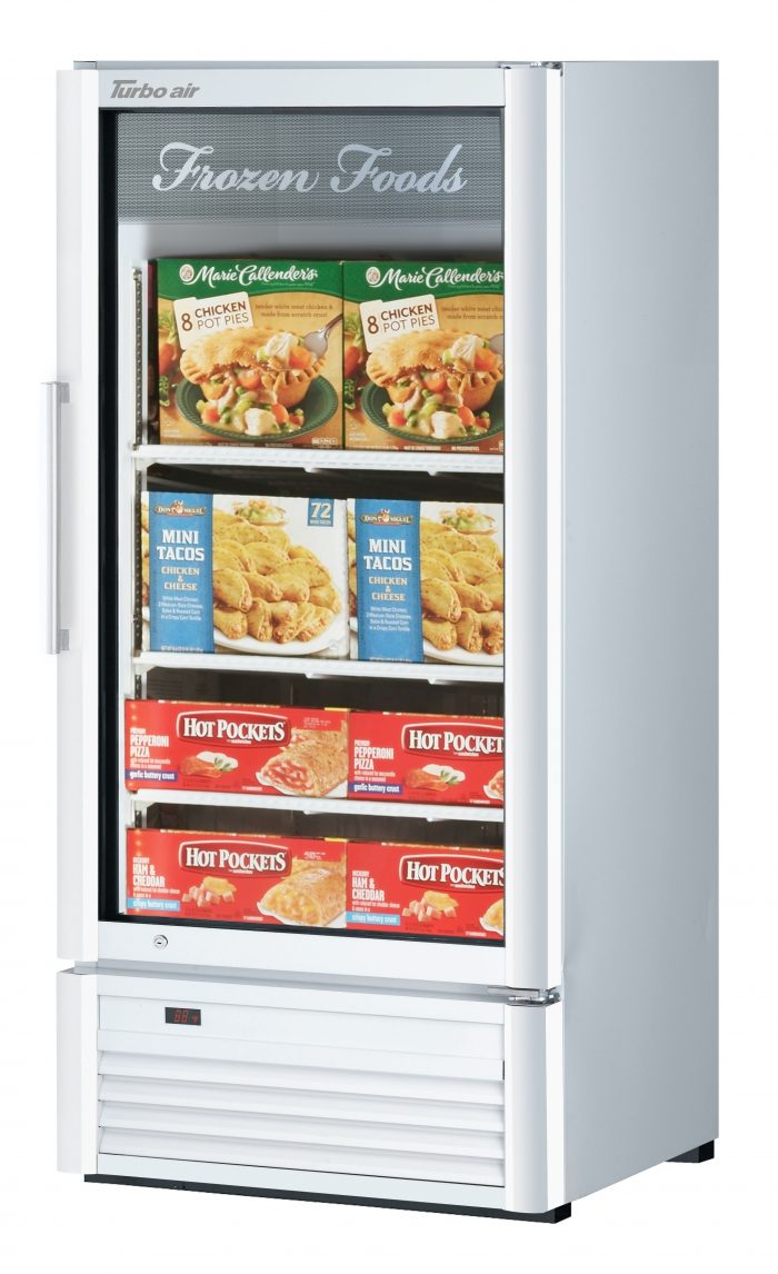 Turbo Air TGF-10SD-N TG Series 25 3/4" One Section Display Freezer w/ Swing Door - Bottom Mount Compressor, White, 115v