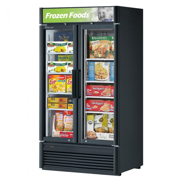 Turbo Air TGF-35SD-N TG Series 1/2" Two Section Display Freezer w/ Swing Doors - Bottom Mount Compressor, Black, 115v