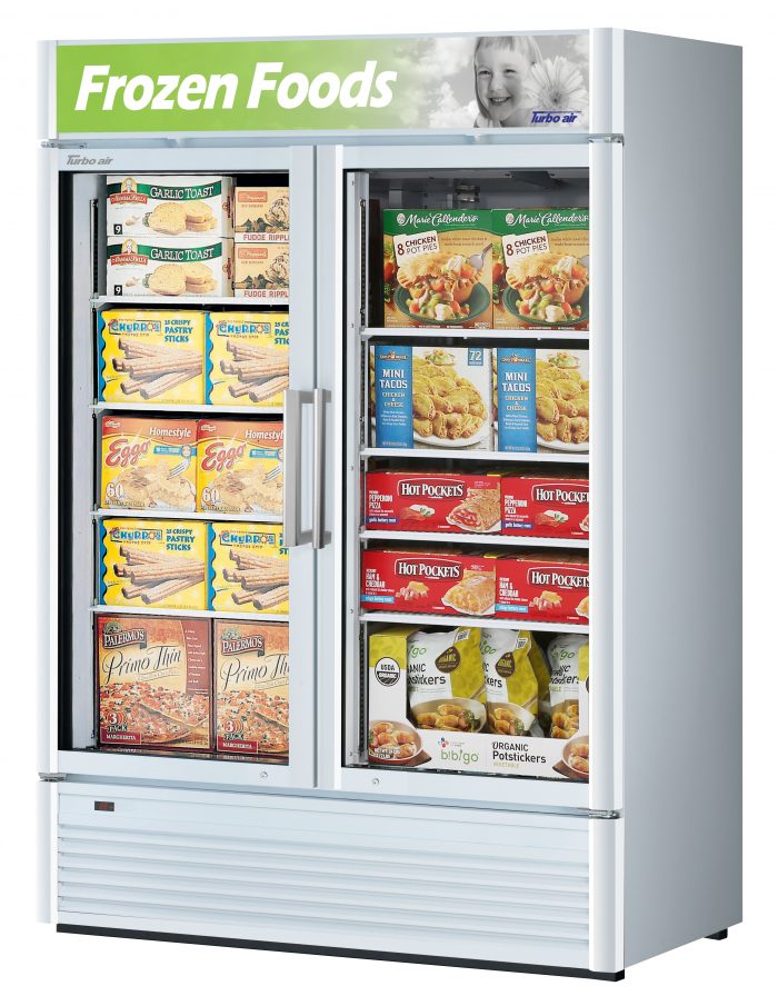 Turbo Air TGF-47SD-N TG Series 51 1/8" Two Section Display Freezer w/ Swing Doors - Bottom Mount Compressor, 115v