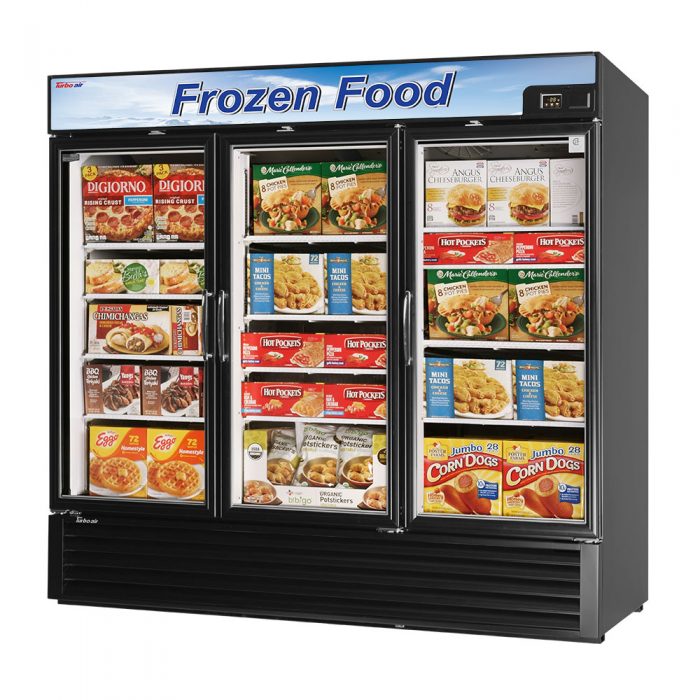Turbo Air TGF-72F(B)-N TG Series 81.88'' 58.45 cu. ft. 3 Section Black Glass Door Merchandiser Freezer