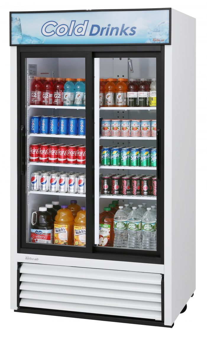 Turbo Air TGM-35R-N TG Series White Refrigerated Sliding Glass Door Merchandiser