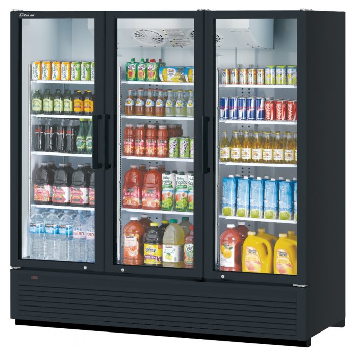 Turbo Air TGM-72SDH-N TG Series 78" Black Refrigerated Glass Door Merchandiser