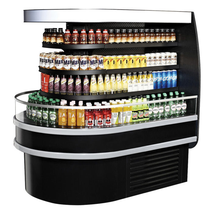 Turbo Air TIOM-36RSB-N TI Series 48" Black Air Curtain 3/4 Oval Island Display Case