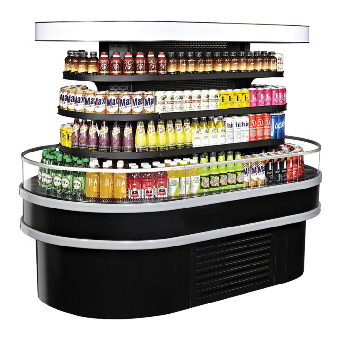 Turbo Air TIOM-36RSRB-N TI Series 48" Black Air Curtain Oval Island Display Case