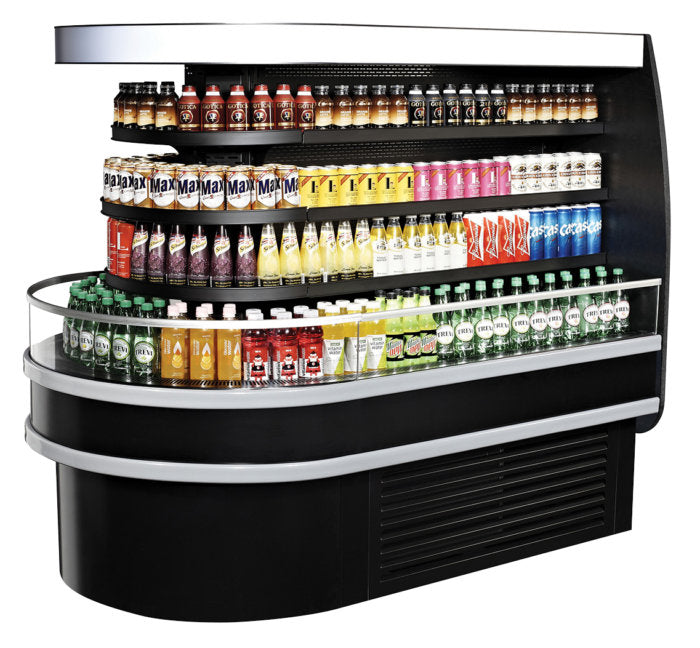Turbo Air TIOM-48RSB-N TI Series 48" Black Air Curtain 3/4 Oval Island Display Case