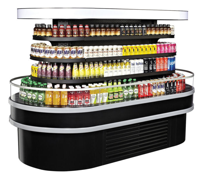 Turbo Air TIOM-48RSRB-N 48" Black Air Curtain Oval Island Display Case