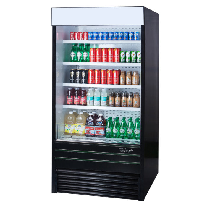 Turbo Air TOM-36EB-N TO Series 36'' Black Vertical Air Curtain Open Display Merchandiser with 4 Shelves