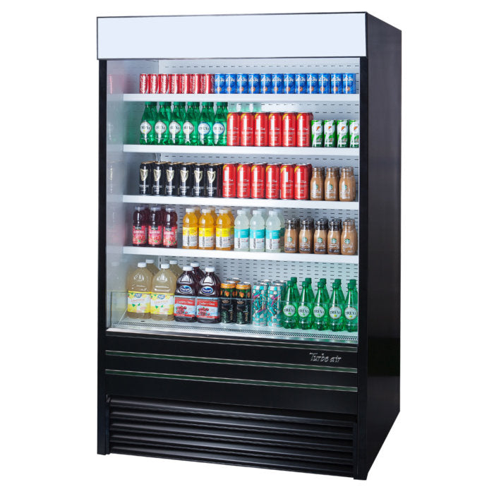 Turbo Air TOM-48EB-N TO Series 48'' Black Vertical Air Curtain Open Display Merchandiser with 4 Shelves