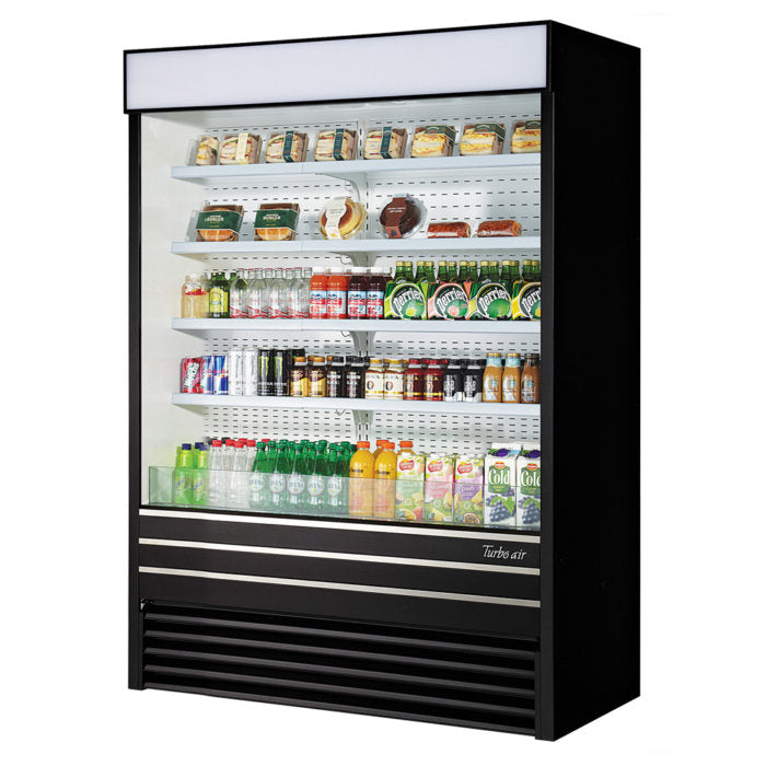 Turbo Air TOM-60EB-N TO Series 60'' Black Vertical Air Curtain Open Display Merchandiser with 4 Shelves