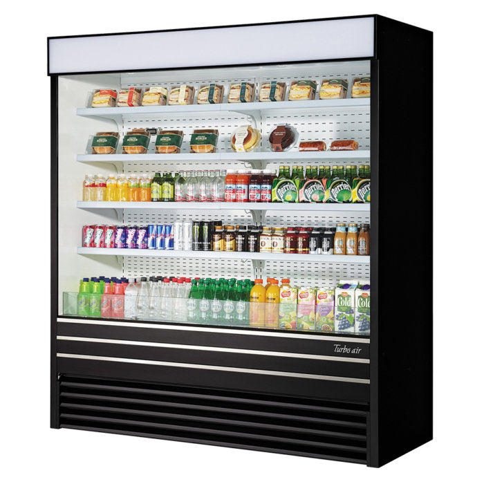 Turbo Air TOM-72EB-N TO Series 72'' Black Vertical Air Curtain Open Display Merchandiser with 8 Shelves