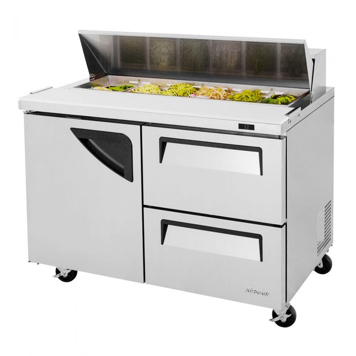 Turbo Air TST-48SD-D2-N TS Series 48" 1 Door 2 Drawer Refrigerated Sandwich Prep Table