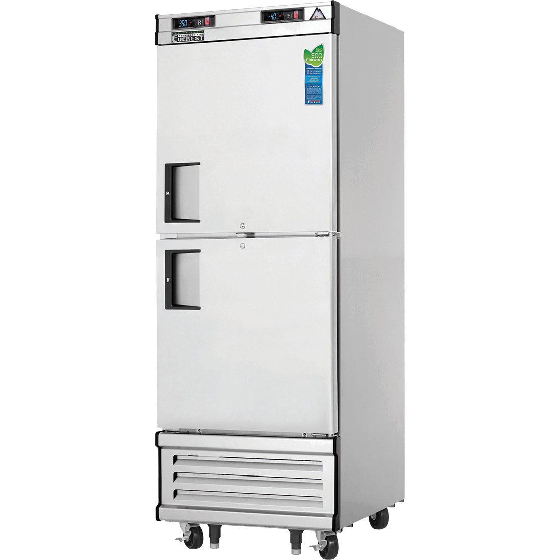 Everest EB Series-EBWRFH2 One Section Two Half Door Upright Reach-In Dual Temp Refrigerator/Freezer Combo