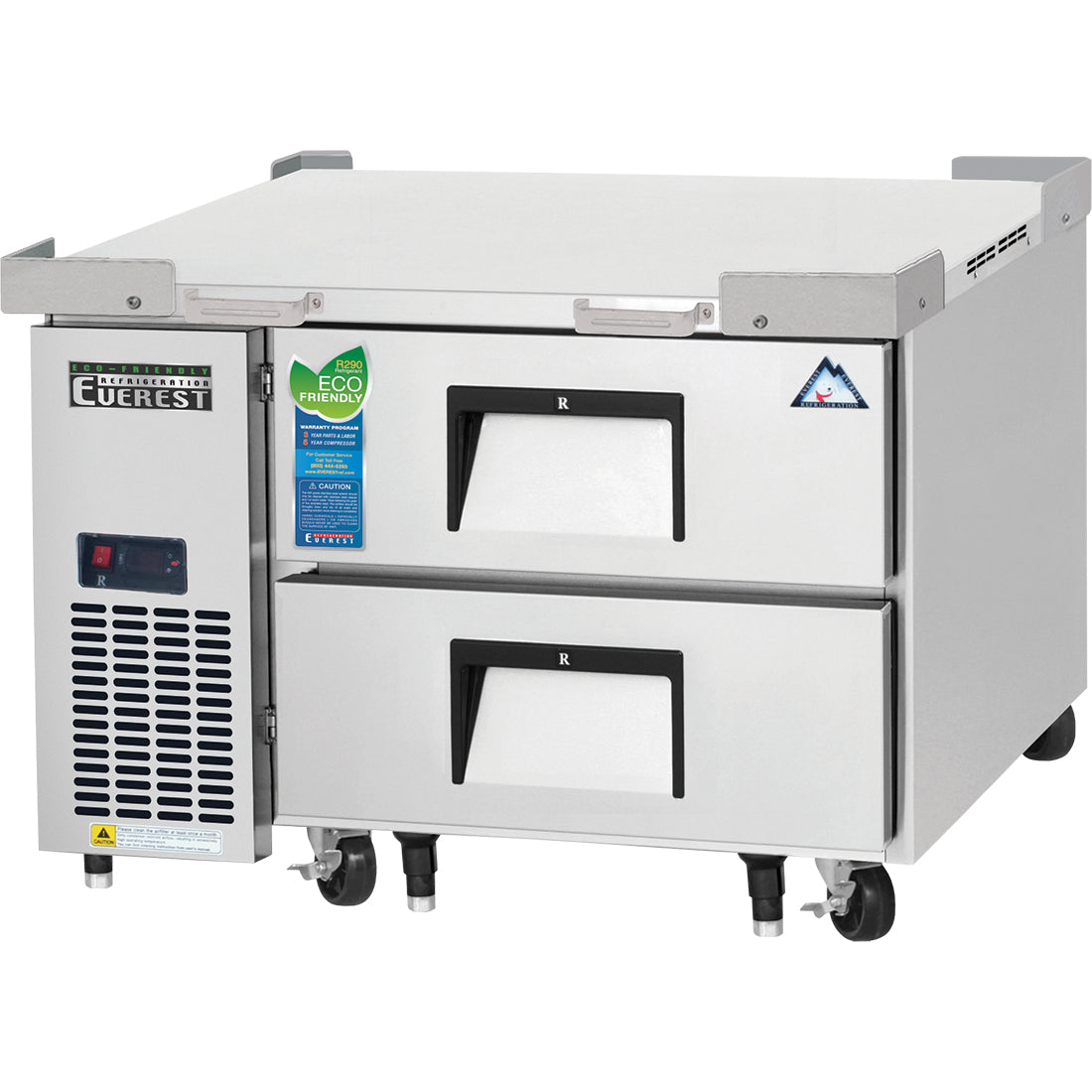 Everest EC Series-ECB36D2 One Section Two Drawer Side Mount Refrigerated Chef Base - 115V