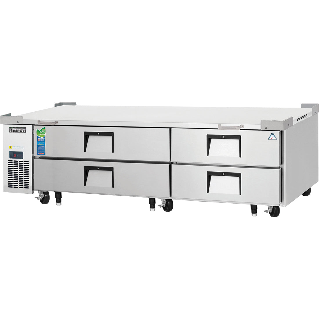 Everest EC Series-ECB82-84D4 Two Section Four Drawer Side Mount Refrigerated Chef Base - 115V