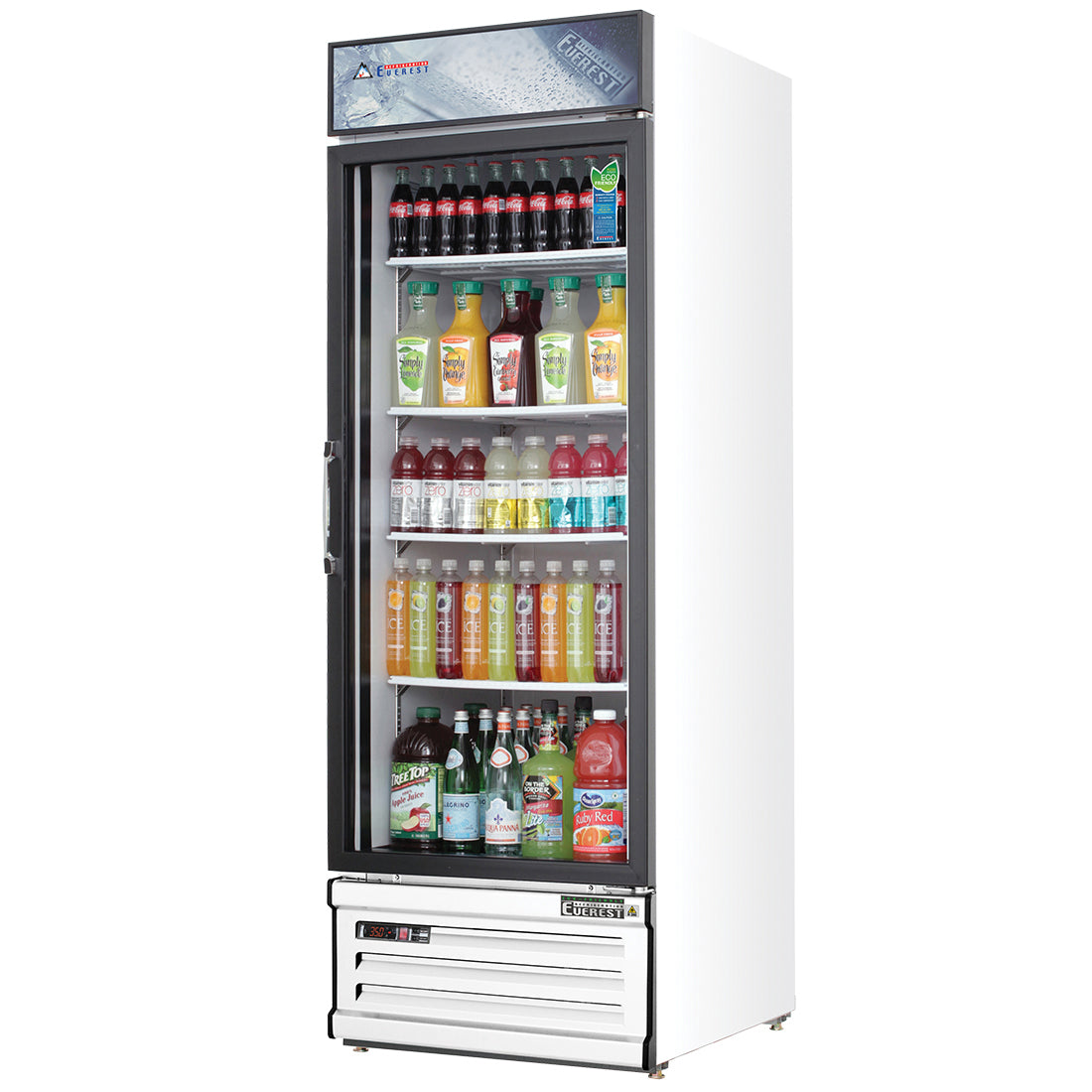 Everest EM Series-EMGR24 White Single Swing Glass Door Merchandiser Refrigerator - 25 Cu. Ft.
