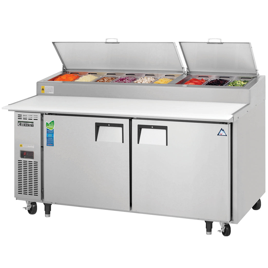 Everest EP Series-EPPR2 Two Section Side Mount Pizza Prep Table - 23 Cu. Ft.