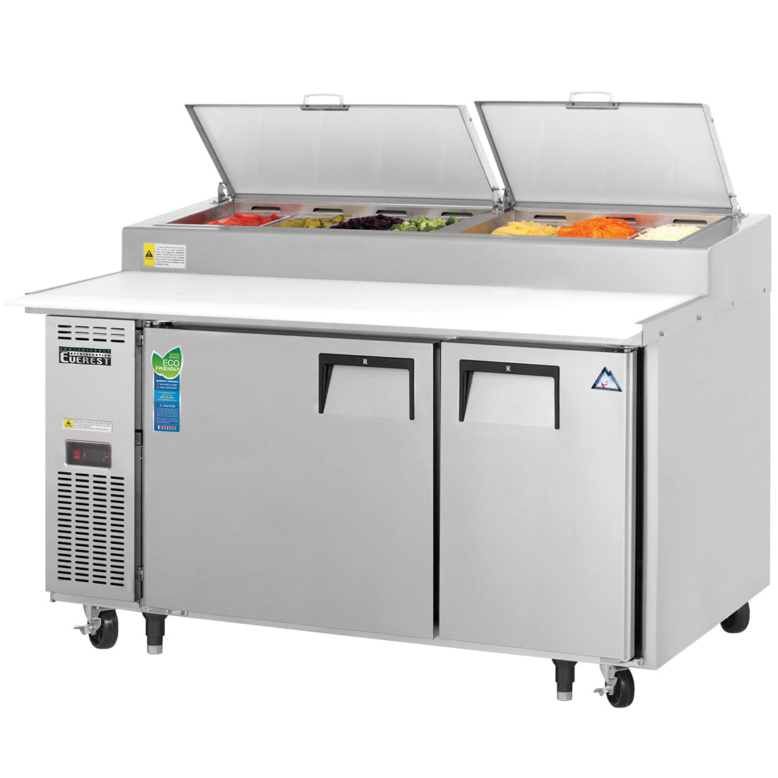 Everest EP Series-EPPSR2 Two Section Side Mount Pizza Prep Table - 16 Cu. Ft.