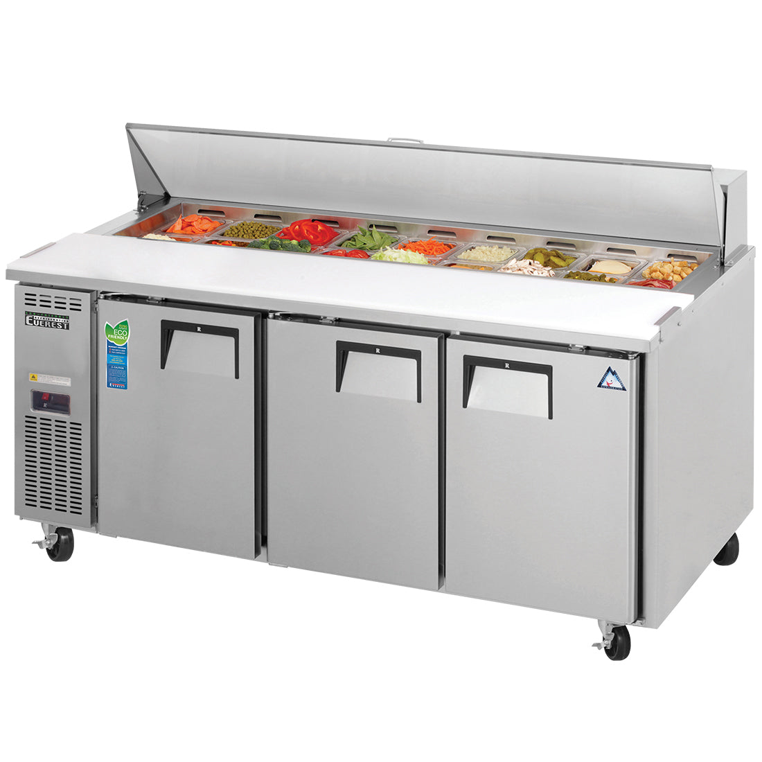 Everest EP Series-EPR3 Three Section Side Mount Sandwich Prep Table - 21 Cu. Ft.