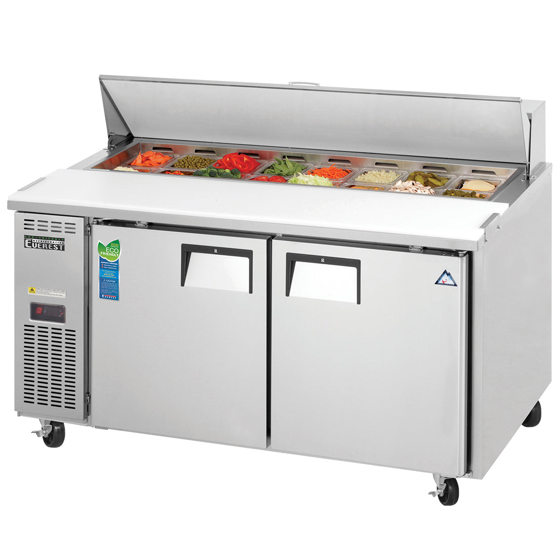 Everest EP Series-EPWR2 Two Section Side Mount Sandwich Prep Table - 17 Cu. Ft.