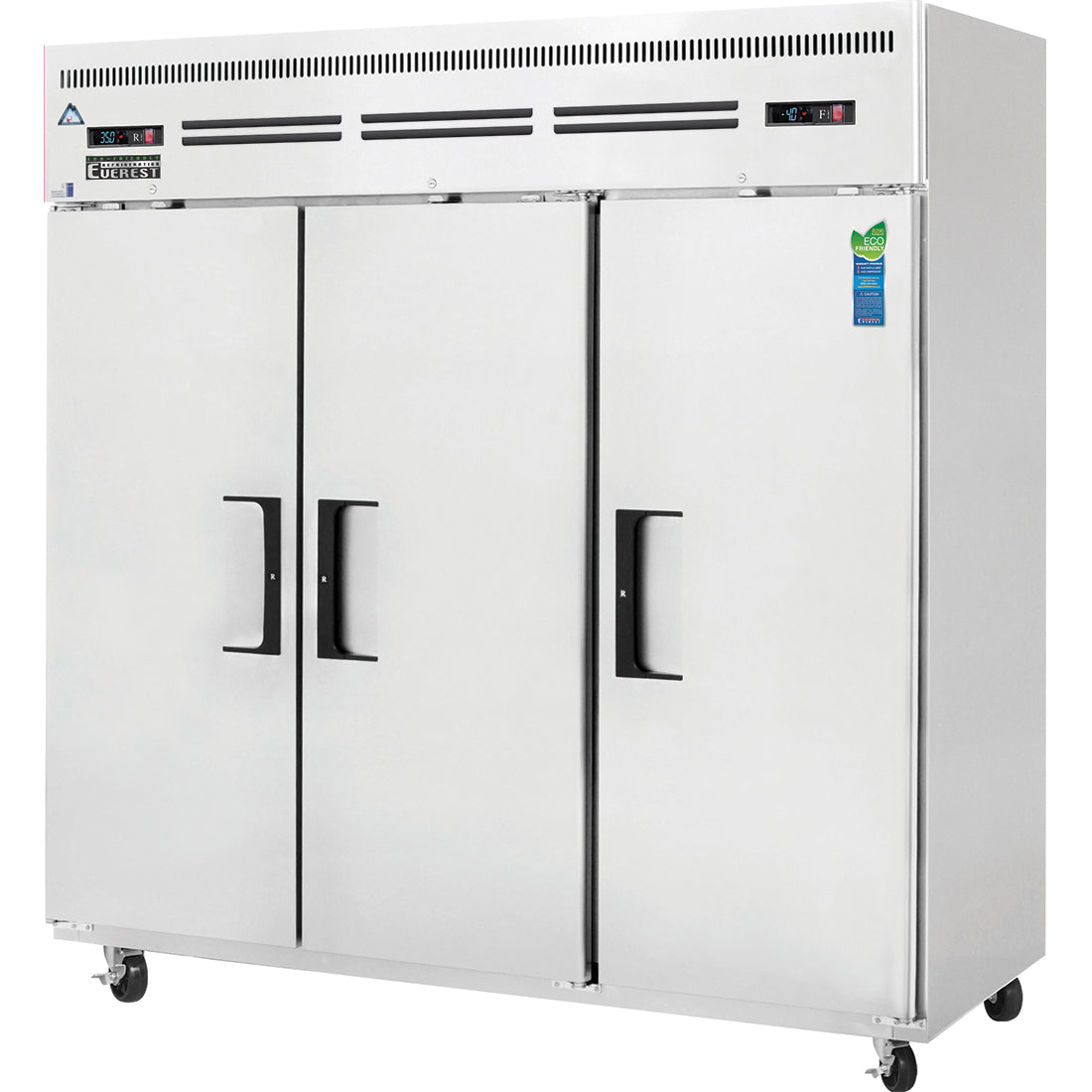 Everest ES Series-ESRF3 Three Section Solid Door Upright Reach-In Dual Temp Refrigerator/Freezer Combo