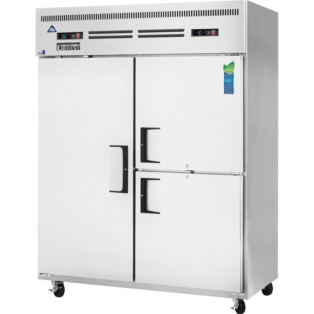 Everest ES Series-ESWQ3 Two Section Full/Half Door Upright Reach-In Dual Temp Refrigerator/Freezer Combo