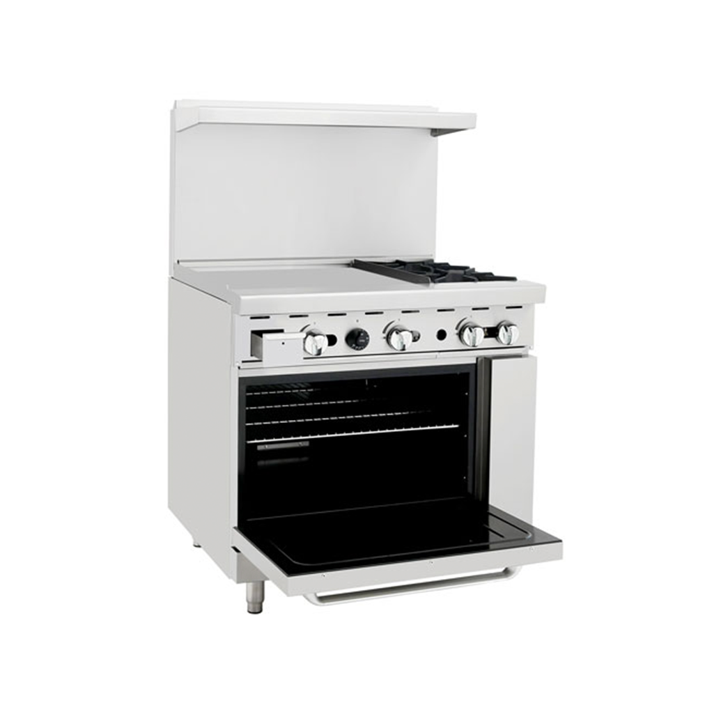 Atosa Cookrite - AGR-24G2B - 36″ Gas Range with 24″ Griddle & Two (2) Open Burners