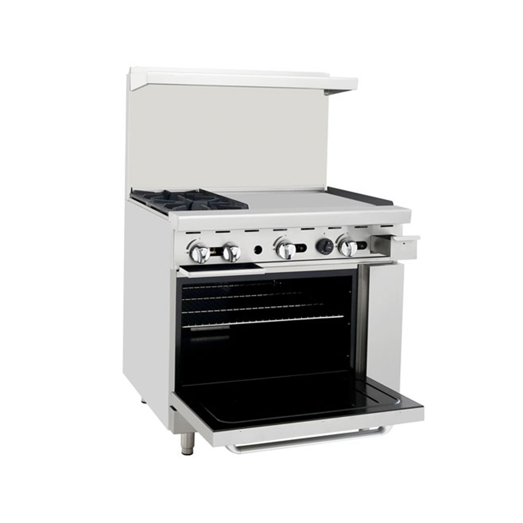 Atosa Cookrite - AGR-2B24GR - 36″ Gas Range with Two (2) Open Burners & 24″ Griddle