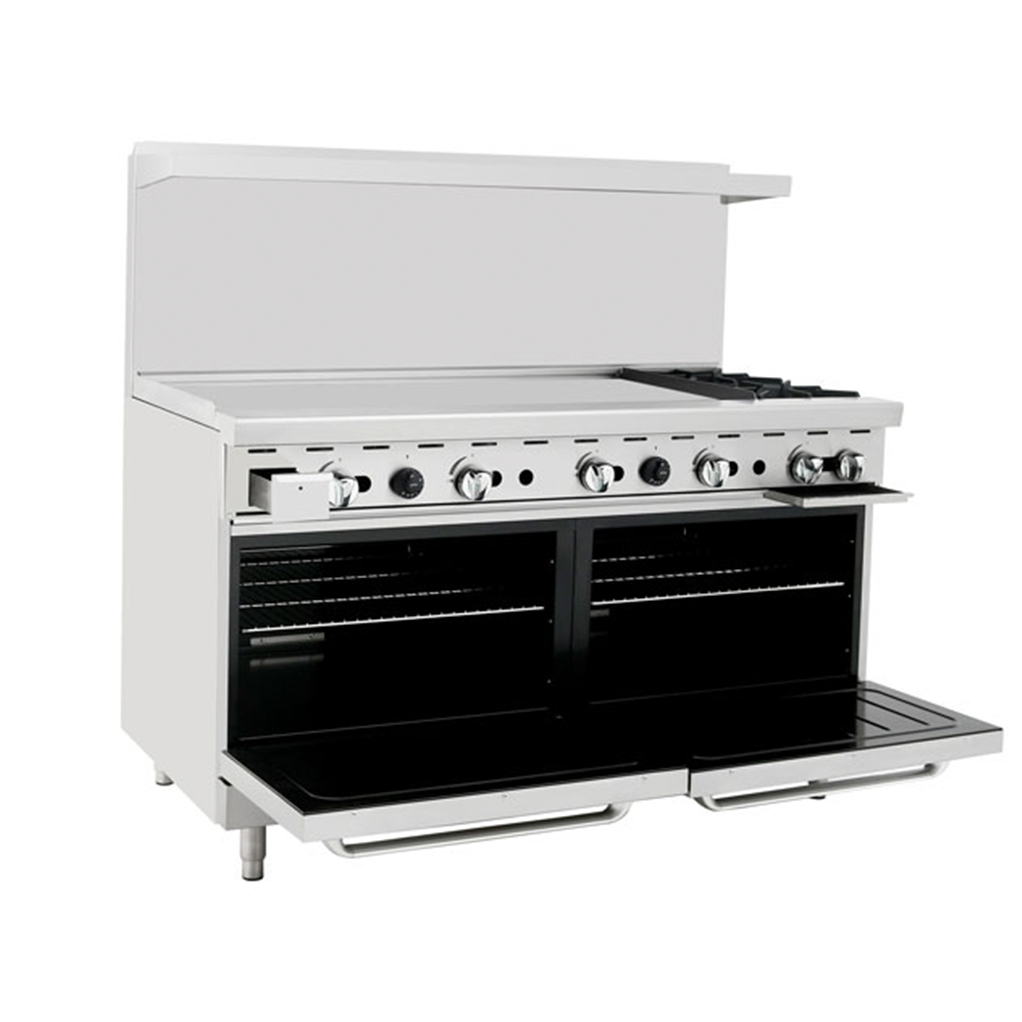 Atosa Cookrite - AGR-48G2B - 60″ Gas Range with 48″ Griddle & Two (2) Open Burners