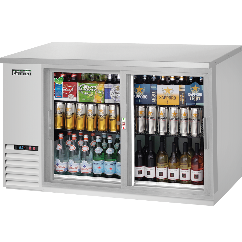 Everest EB Series-EBB59G-SD-SS  Stainless Steel Two Section Sliding Glass Door Back Bar Cooler - 17 Cu. Ft.
