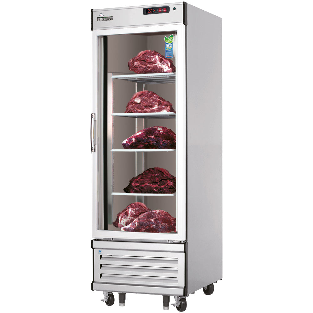 Everest ED Series-EDA1 One Section Glass Door Dry Aging / Thawing Refrigerator - 22 Cu. Ft.