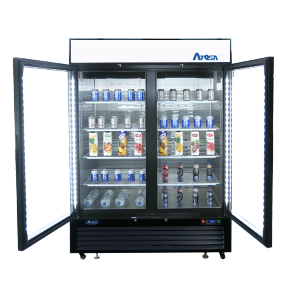 Atosa - MCF8732GR - Black Cabinet Two (2) Glass Door Merchandiser Freezer