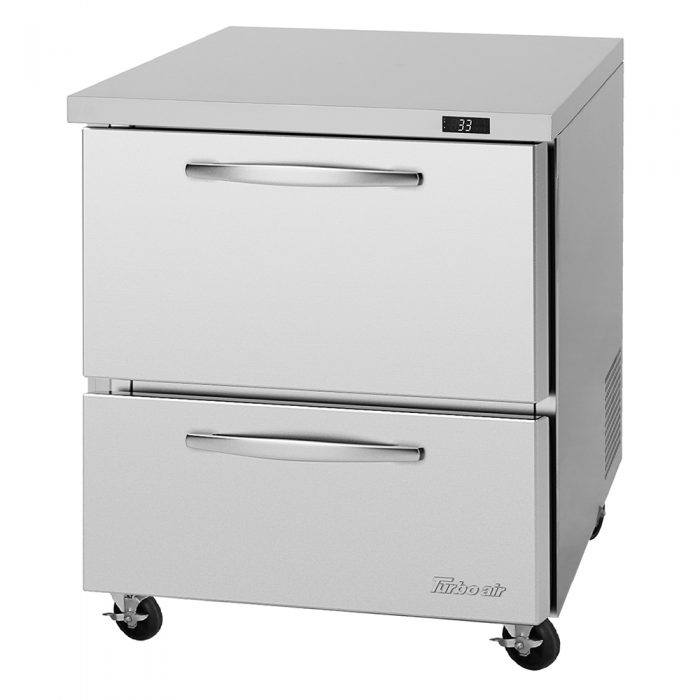 Turbo Air PUR-28-D2-N PU Series 27" One Section Undercounter Refrigerator, 2 Drawers, 6.8 cu. ft.