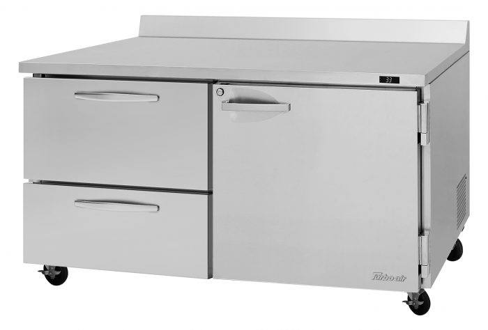 Turbo Air PWR-60-D2R-N PW Series 60 1/4" Worktop Refrigerator w/ (2) Sections, 115v
