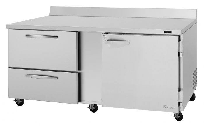 Turbo Air PWR-72-D2R-N PW Series 72 5/8" Worktop Refrigerator w/ (2) Sections, 115v
