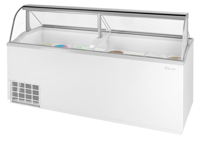 Turbo Air TIDC-91W-N TI Series White 91" Low Curved Glass Ice Cream Dipping Cabinet