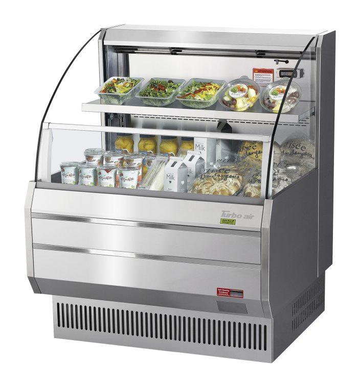 Turbo Air TOM-30LS-N TO Series 28'' Stainless Steel Horizontal Air Curtain Open Display Merchandiser with 1 Shef