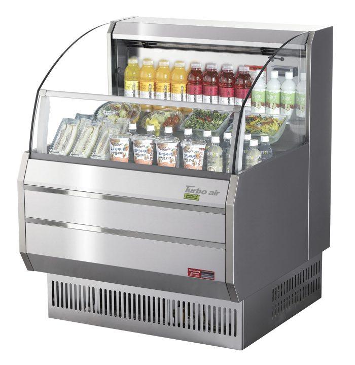 Turbo Air TOM-30SS-N TO Series 28'' Stainless Steel Horizontal Air Curtain Open Display Merchandiser with 3 Shelves