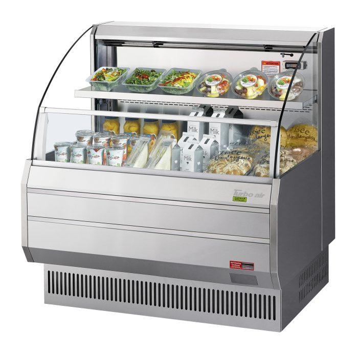 Turbo Air TOM-40LS-N TO Series 39'' Stainless Steel Horizontal Air Curtain Open Display Merchandiser with 1 Shef